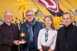 (V.l.n.r.) Martin Lehmann, René Pape, Clara Bergert, Prof. Gunter Berger, Foto: Michael Schmidt